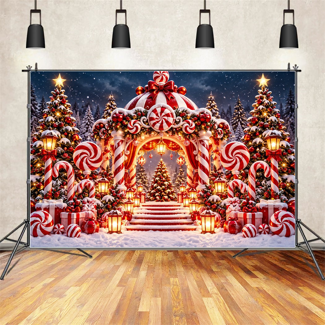 Weihnachtlicher Zuckerstangen-Hintergrund Pfefferminzbonbonland Torbogen ZTT610-18