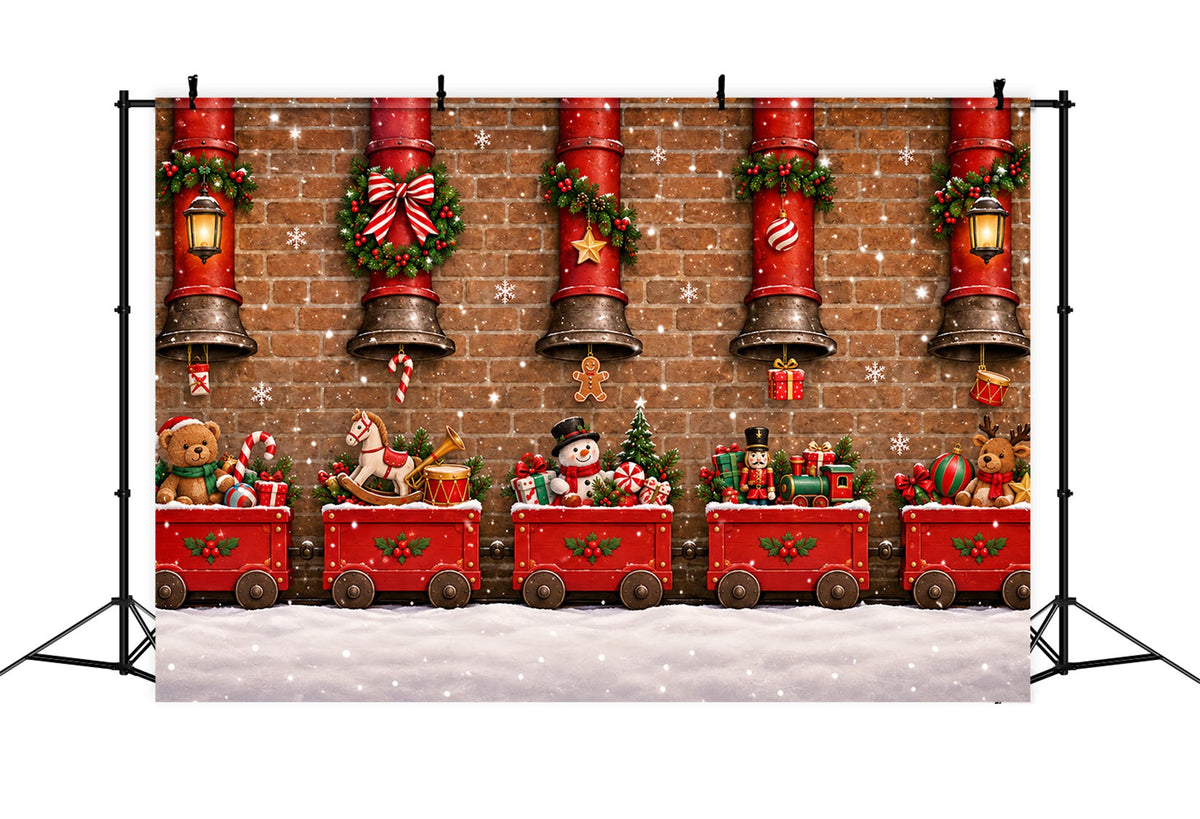 Weihnachtlicher Hintergrund Vintage Roter Spielzeugeisenbahnzug ZTT610-22