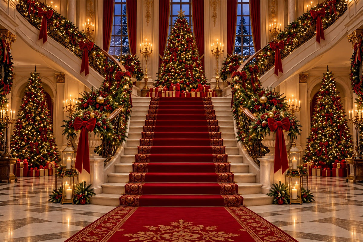 Weihnachtlicher Wohnzimmerhintergrund Prächtiger Festlicher Treppenhausflur ZTT610-28
