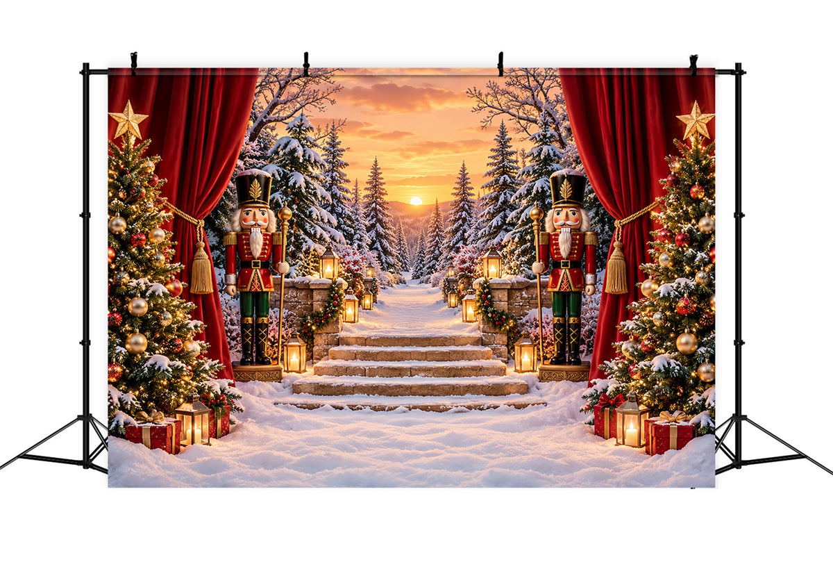 Weihnachtlicher Themenhintergrund Verschneiter Waldeingang Nussknacker-Bühne ZTT610-29