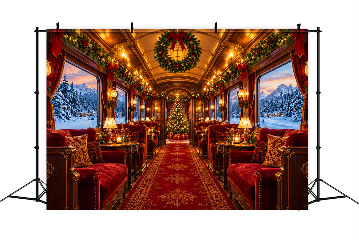 Weihnachtlicher Fotohintergrund Festlicher Luxuszug-Innenraum ZTT610-41