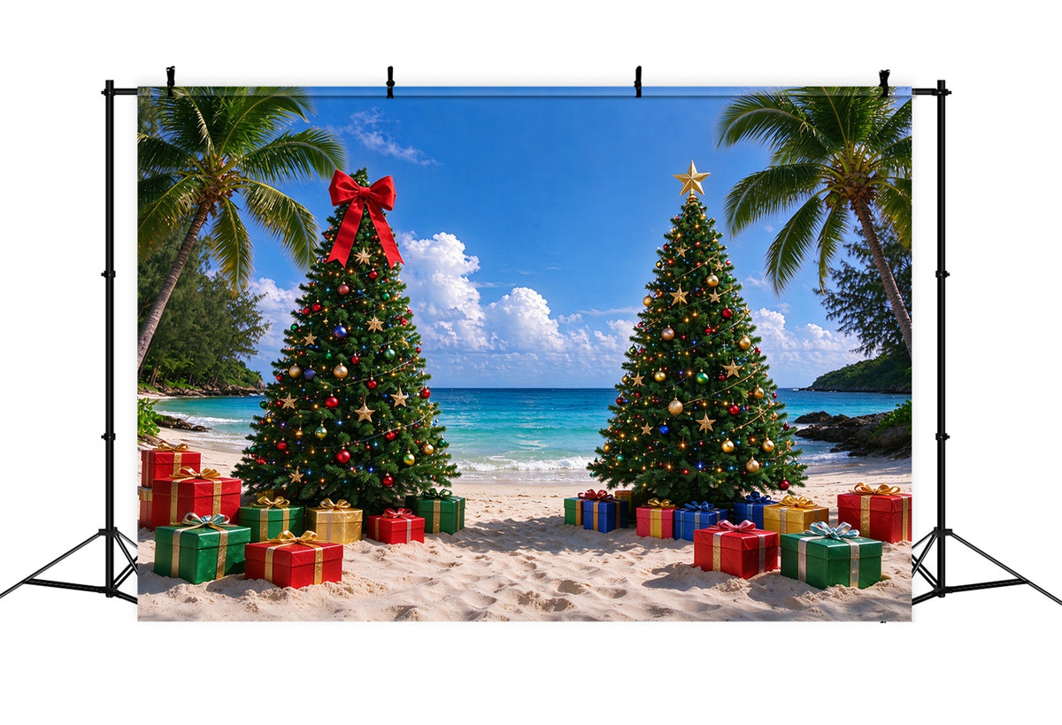 Tropischer Weihnachtshintergrund Festlicher Strand Geschmückte Bäume ZTT610-7