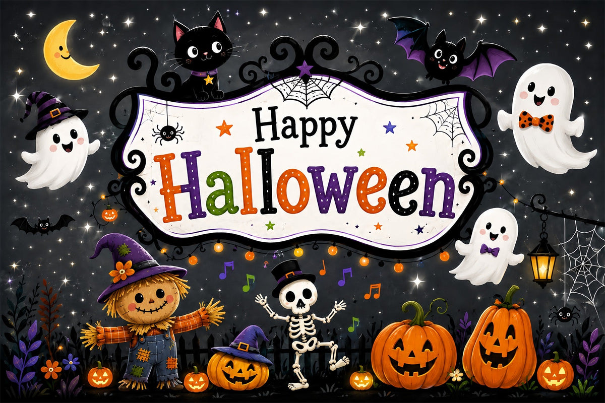 Niedliche Halloween-Hintergründe Niedliche Geister-Skelett-Party-Halloween-Hintergründe Szenenbildner ZTT67-26