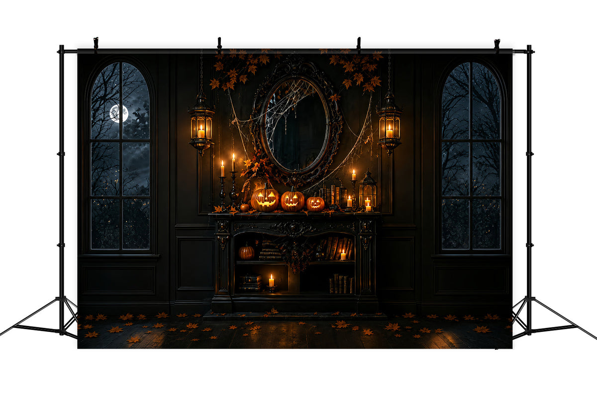 Halloween-Fotohintergrund Mit Gotischem Kürbis-Kerzenkamin-Motiv Für Halloween-Partys ZTT67-40