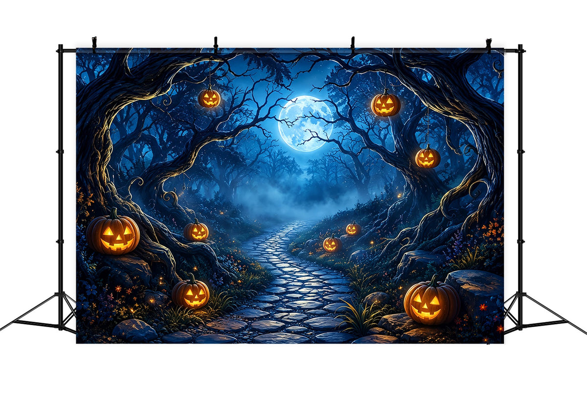 Gruselige Halloween-KulisseMondbeschienener Kürbiswaldweg ZTT67-44