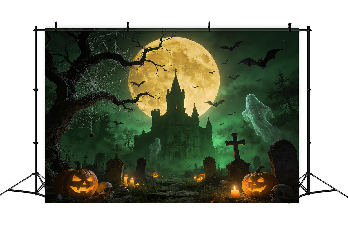 Geisterspinne-Hintergrund Geisterschloss Friedhof Mond Halloween-Hintergründe Für Fotos ZTT67-52