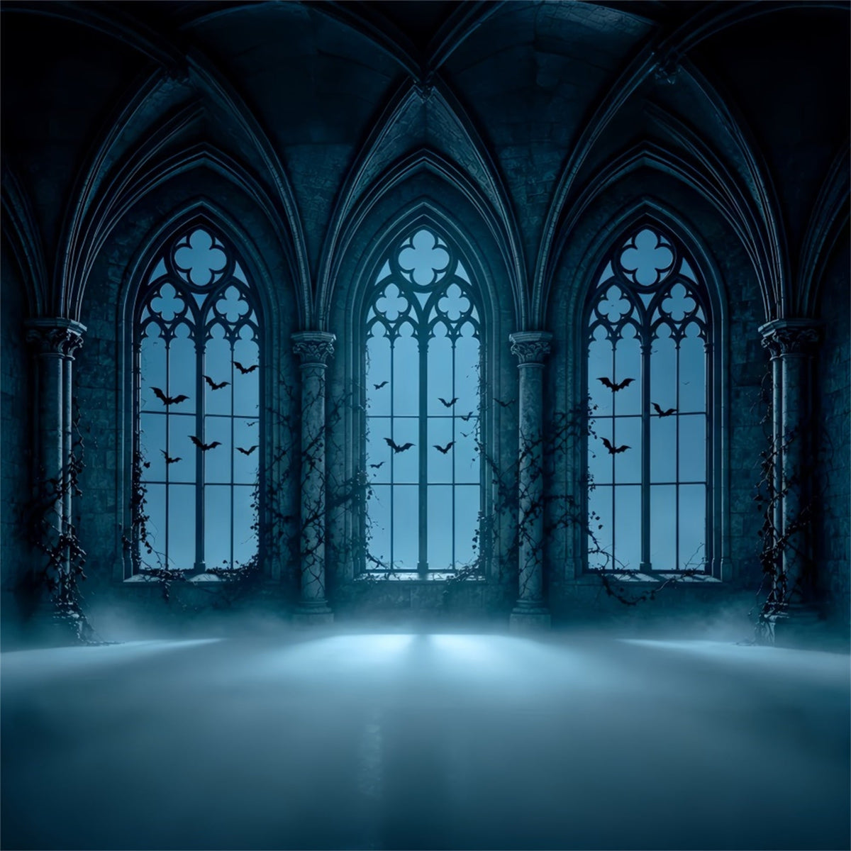Vampir-Hintergrund Neblige Gotische Bogenfenster Halloween-Party-Fotohintergrund-Ideen ZTT67-59