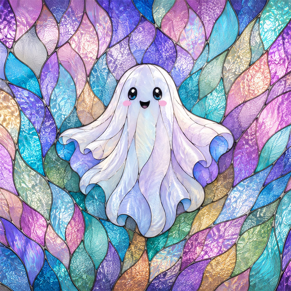 Hintergrund Aus Buntglas Wandteppich Geist Pastell Niedlicher Geist Halloween-Hintergründe Für Fotografie ZTT67-71
