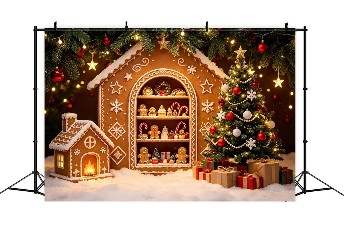 Weihnachts-Lebkuchen-Hintergrund Lebkuchenhaus-Ausstellung Weihnachts-Fotografie-Hintergründe ZTT69-27
