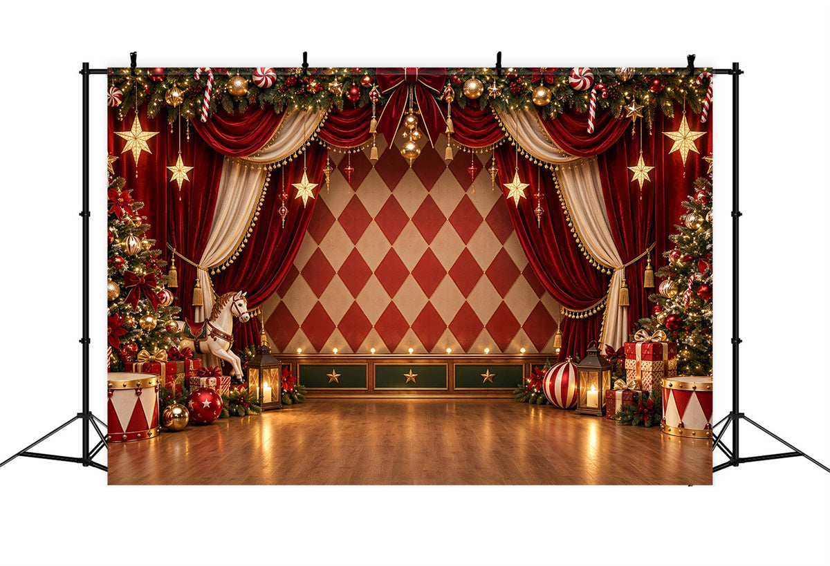 Weihnachtlicher Fotohintergrund Samtvorhang Karussell Bühne ZTT69-54