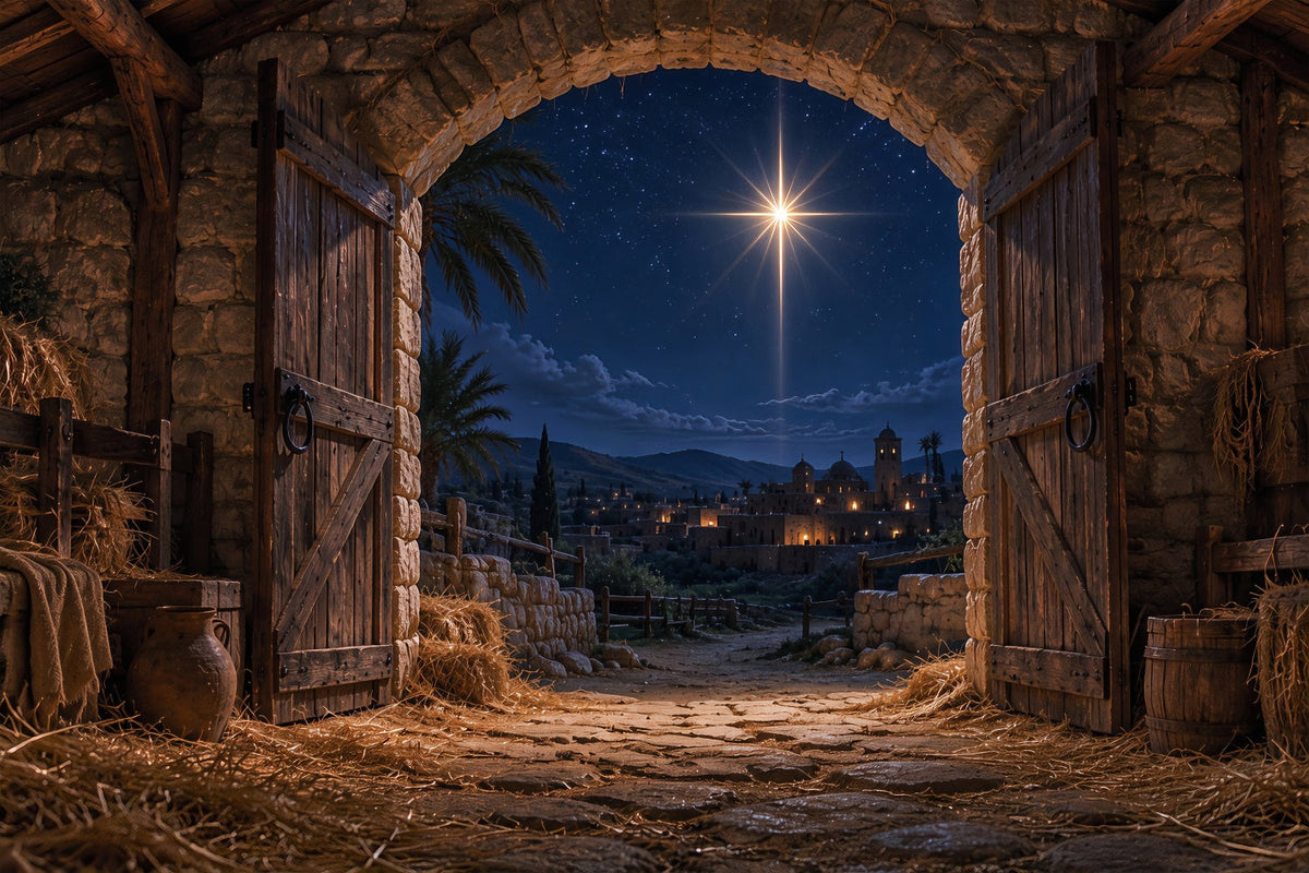 Bethlehem Hintergrund Bethlehemstern Stall Nacht Krippe ZTT69-59