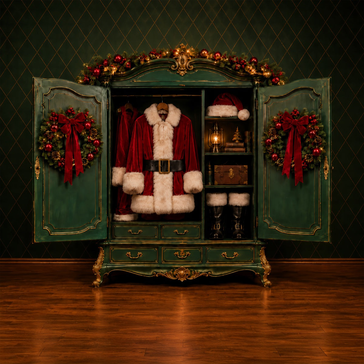 Santa Fotohintergrund Santa Anzug Garderobe Nordpol ZTT69-62