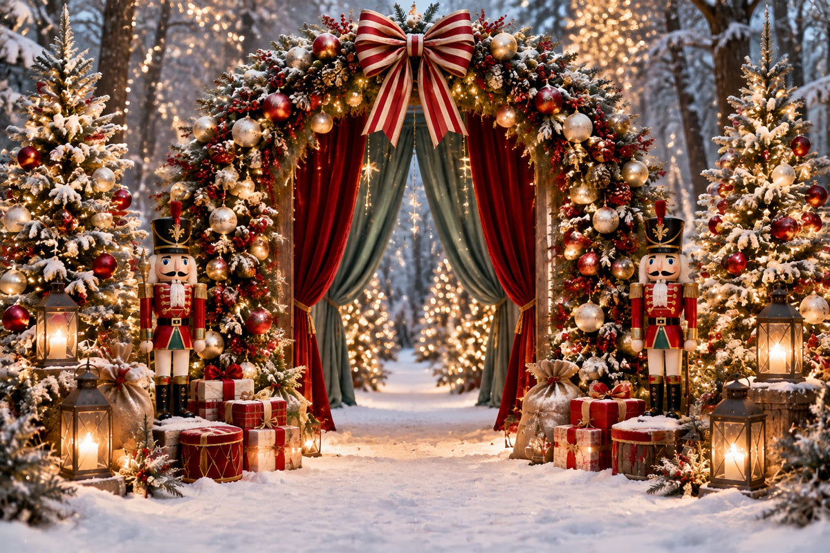 Professioneller Weihnachtshintergrund Nussknacker Wald Vorhangbogen ZTT69-64