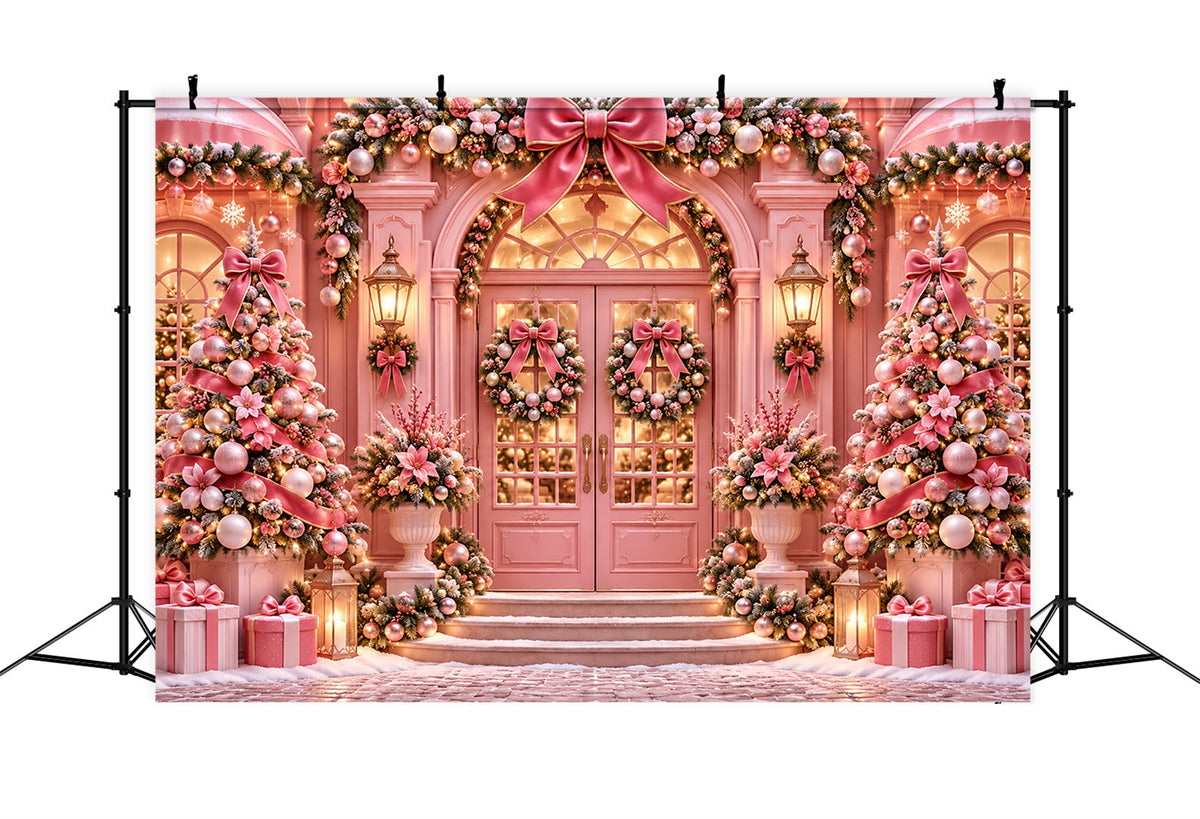 Weihnachtlicher Außenhintergrund Rosa Schleife Türdekoration ZTT69-71
