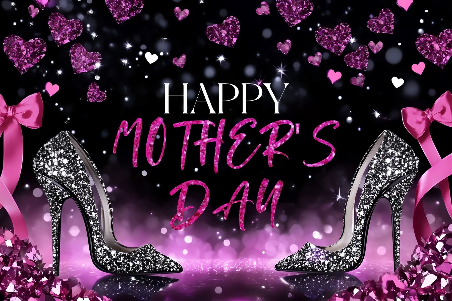 Muttertag Fotohintergrund Herz Glitter Heels Personalisierter Hintergrund ZXY3-1