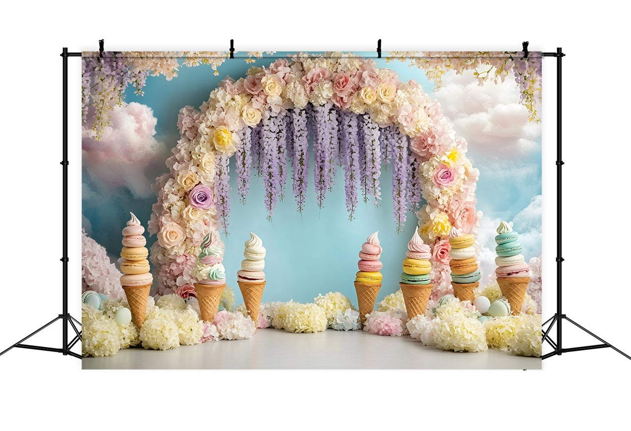 Sommer Fotokulisse Eiscreme Blumenbogen Kulisse ZXY3-12