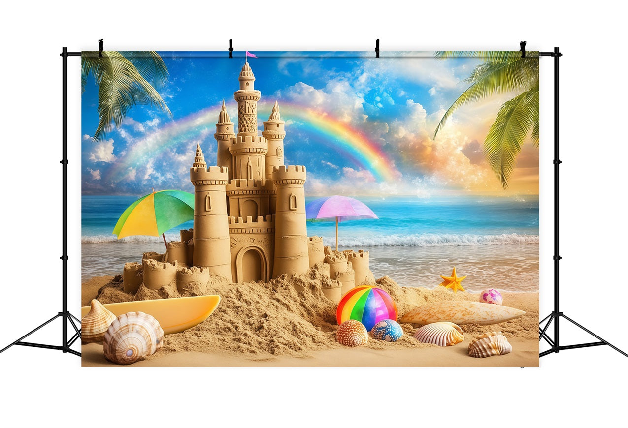 Tropischer Strand Backdrop Tropisches Schloss Regenbogen Sommer Backdrop ZXY3-14