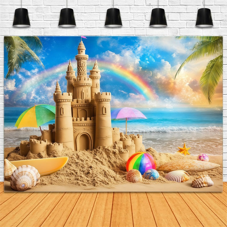 Tropischer Strand Backdrop Tropisches Schloss Regenbogen Sommer Backdrop ZXY3-14