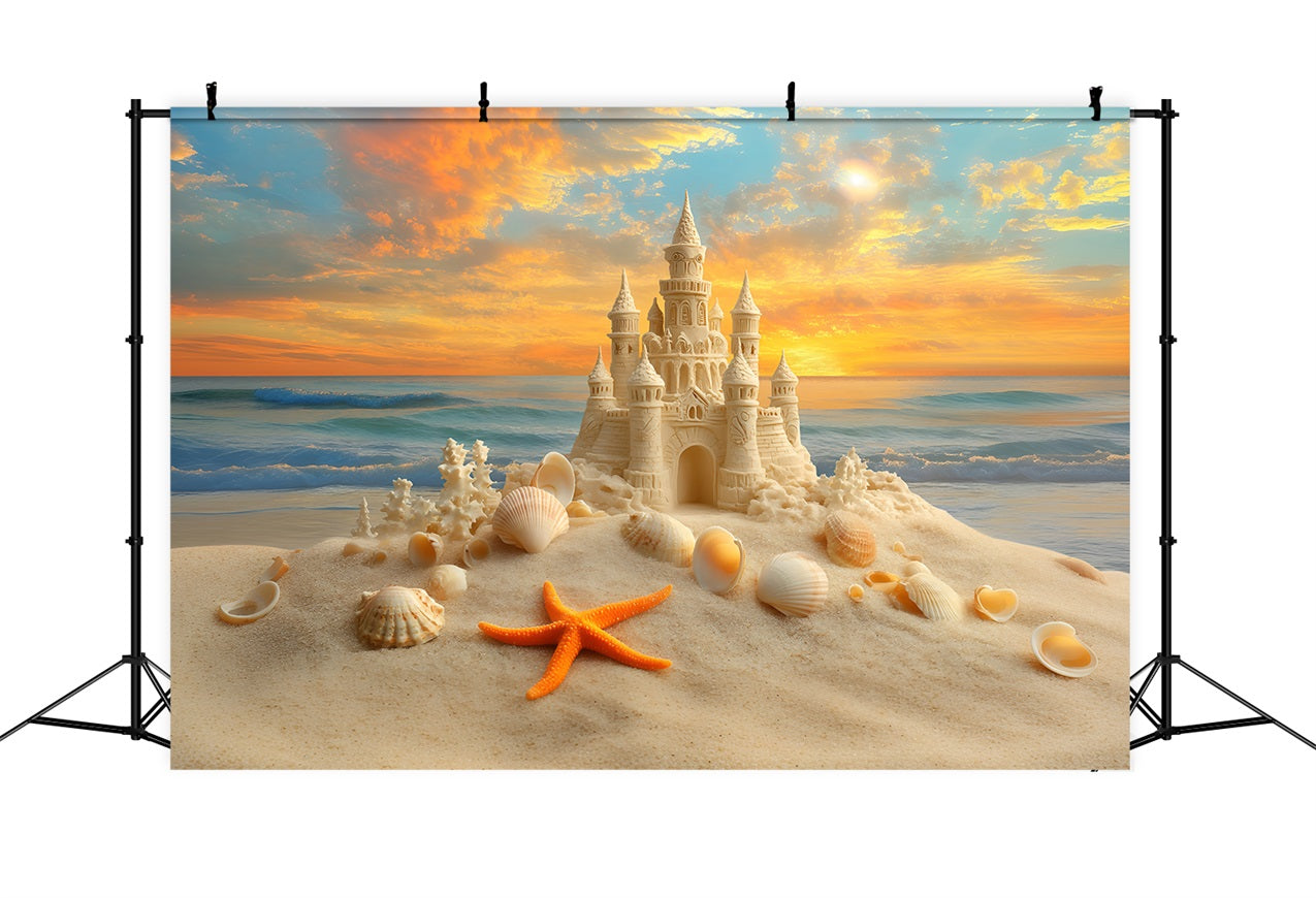 Strand Sand Kulisse Sonnenuntergang Sandburg Seestern Sommer Kulisse ZXY3-15