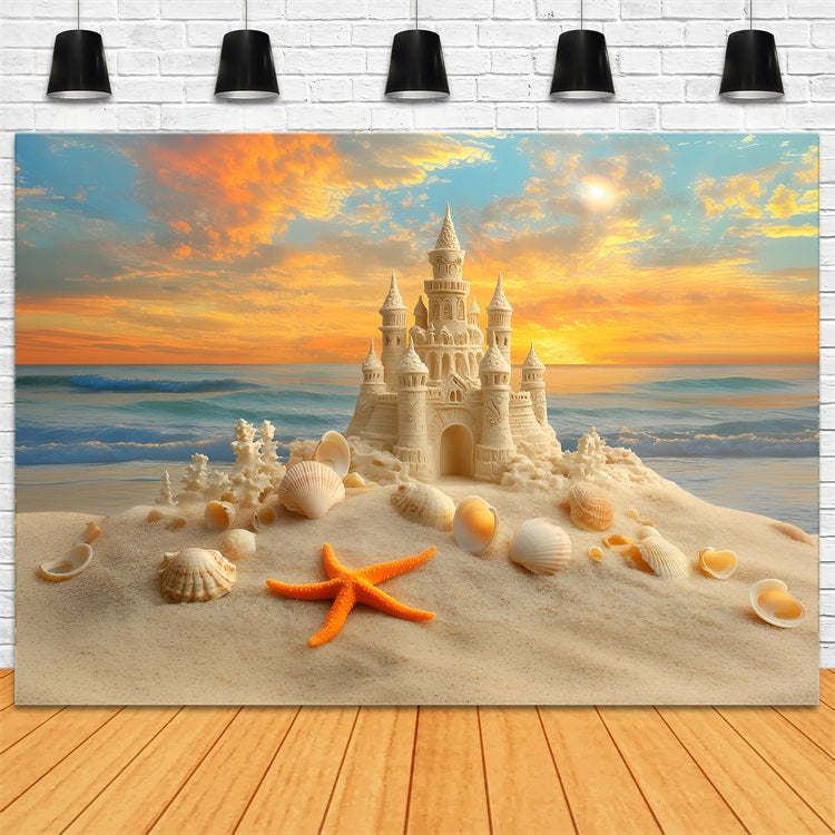 Strand Sand Kulisse Sonnenuntergang Sandburg Seestern Sommer Kulisse ZXY3-15