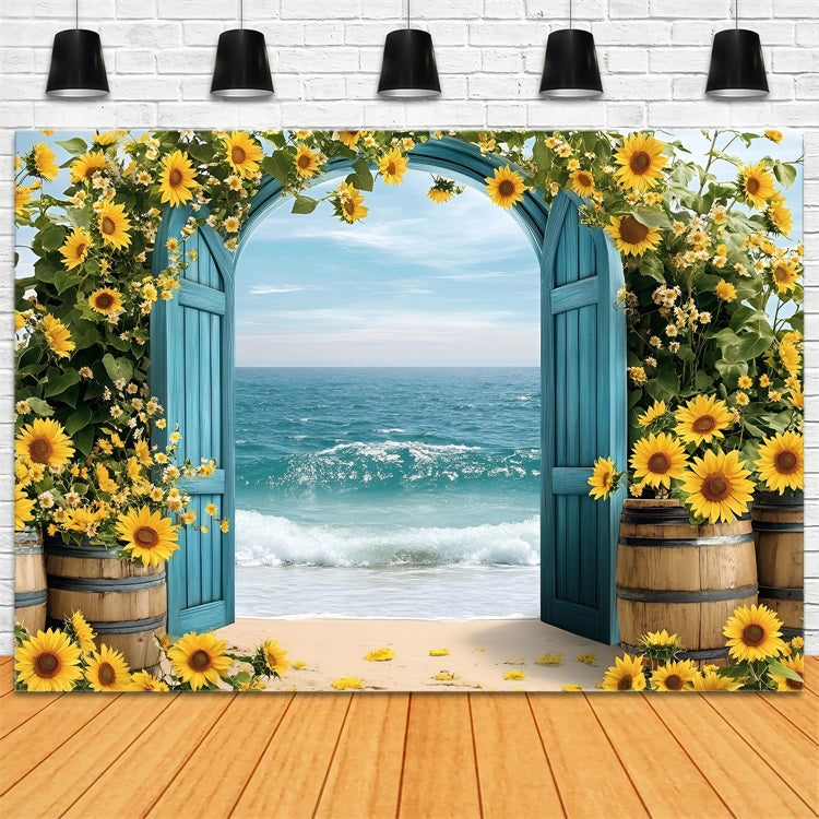 Sonnenblume Fotohintergrund Strandbogen Sommerhintergrund ZXY3-17