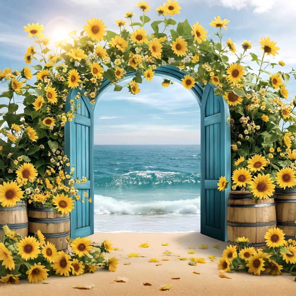 Sonnenblume Fotohintergrund Strandbogen Sommerhintergrund ZXY3-17