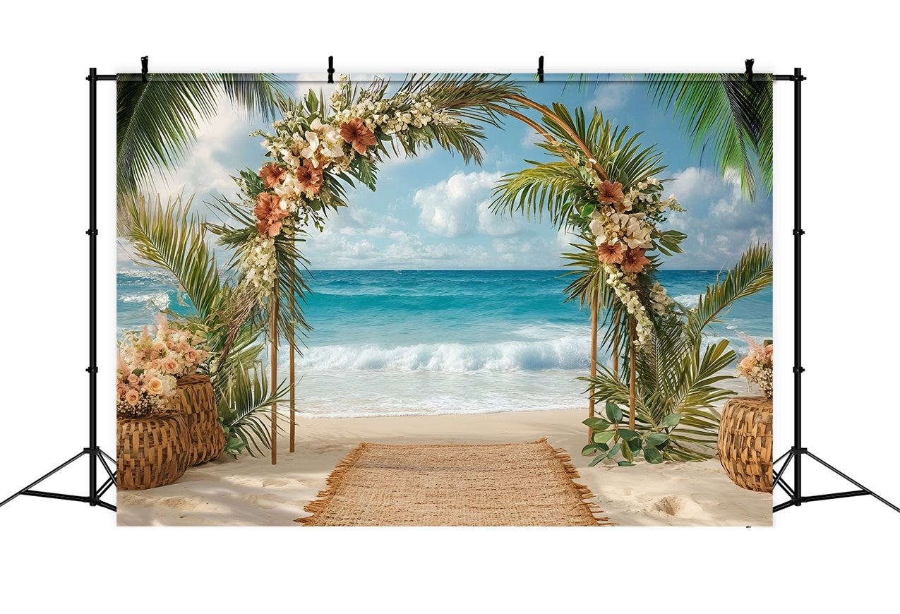 Strand Hochzeit Hintergrund Floral Arch Sommer Hintergrund ZXY3-25