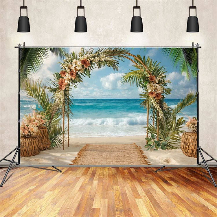 Strand Hochzeit Hintergrund Floral Arch Sommer Hintergrund ZXY3-25