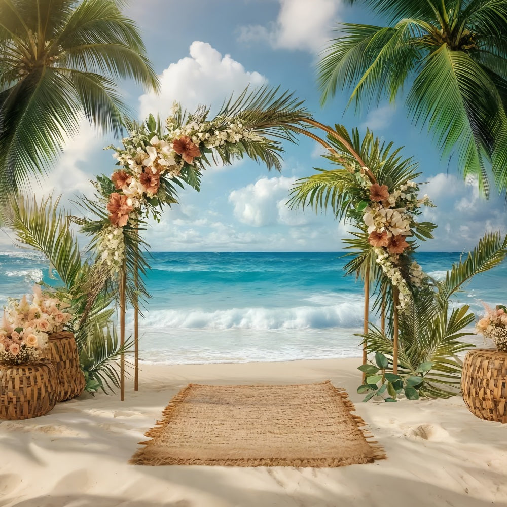 Strand Hochzeit Hintergrund Floral Arch Sommer Hintergrund ZXY3-25
