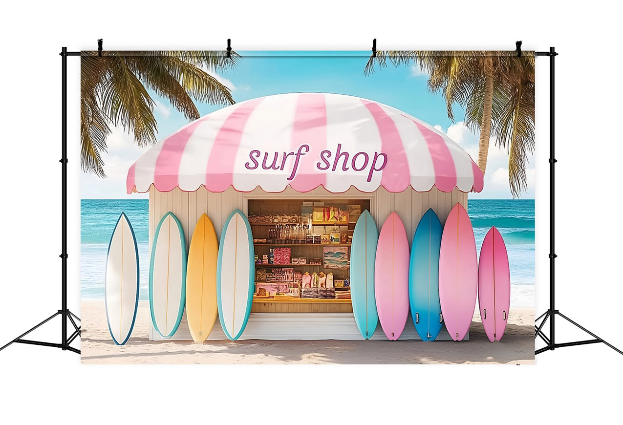 Sommer-Hintergrund Bunte Surfbretter Shack Strand-Hintergrund ZXY3-9