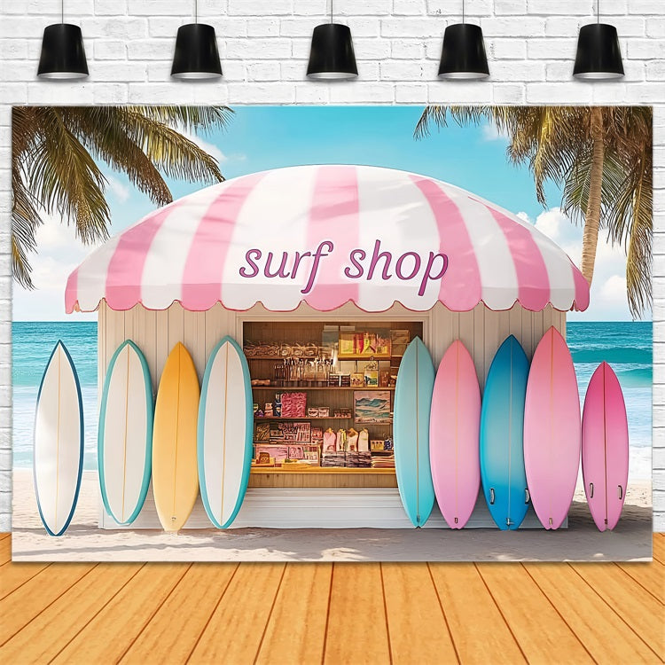 Sommer-Hintergrund Bunte Surfbretter Shack Strand-Hintergrund ZXY3-9