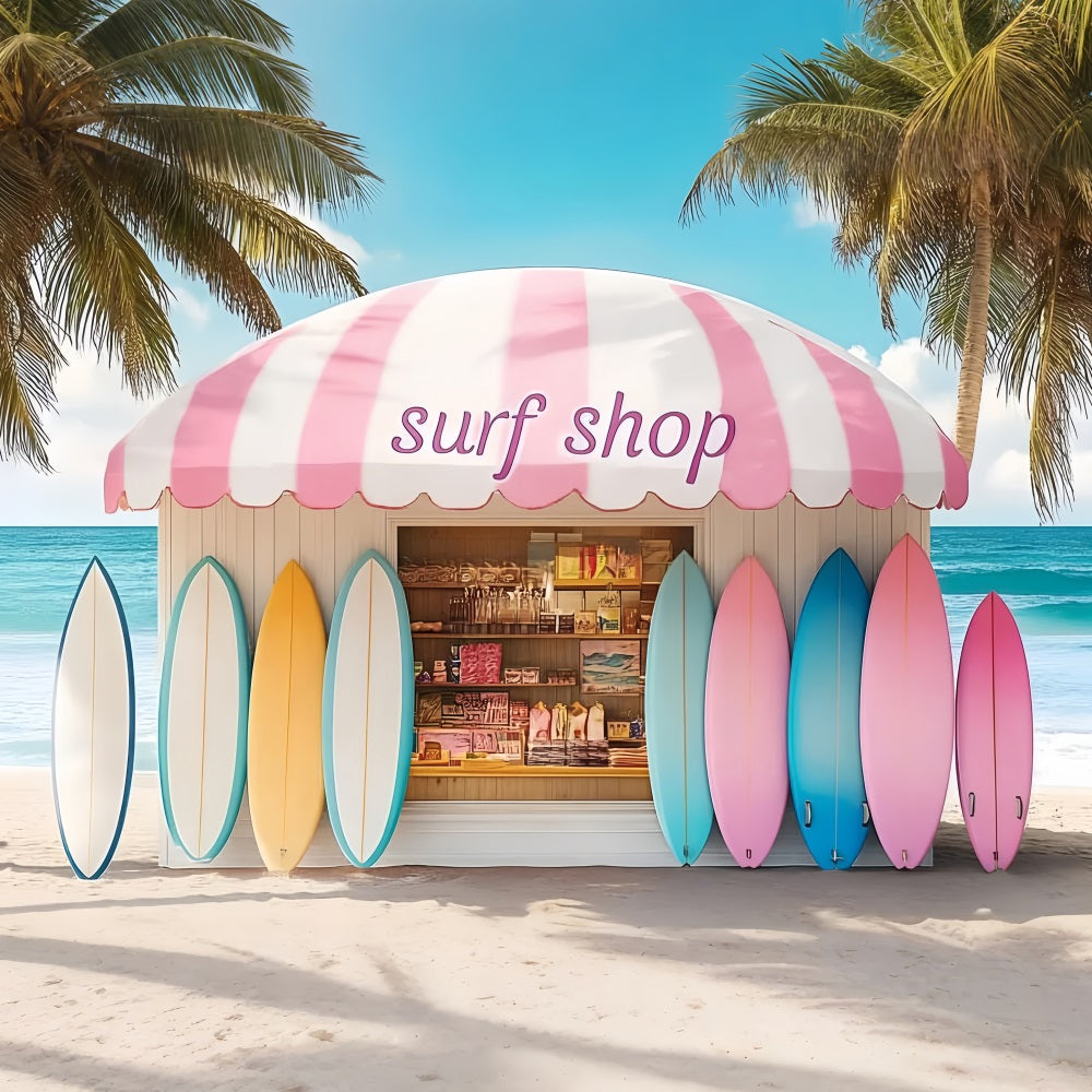 Sommer-Hintergrund Bunte Surfbretter Shack Strand-Hintergrund ZXY3-9
