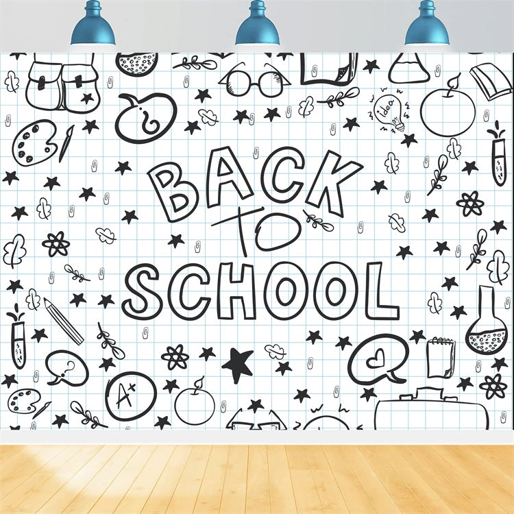 Back to School Schwarz Weiß Graffiti Backdrop BRP7-18