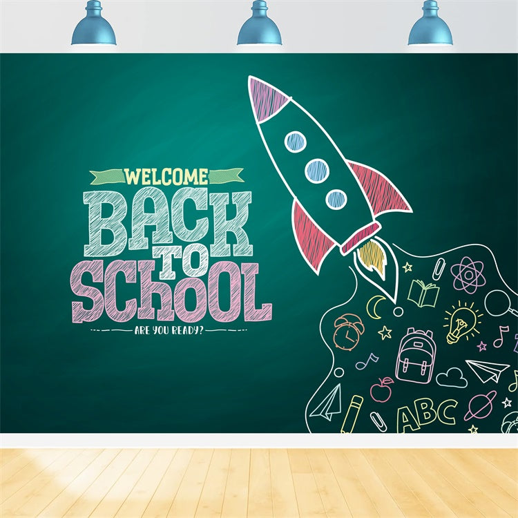 Back to School Rakete Kreidetafel Backdrop BRP7-12
