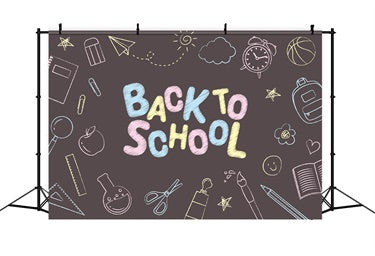Zurück zu Schule Taschen Regeln Doodles Backdrop BRP7-45
