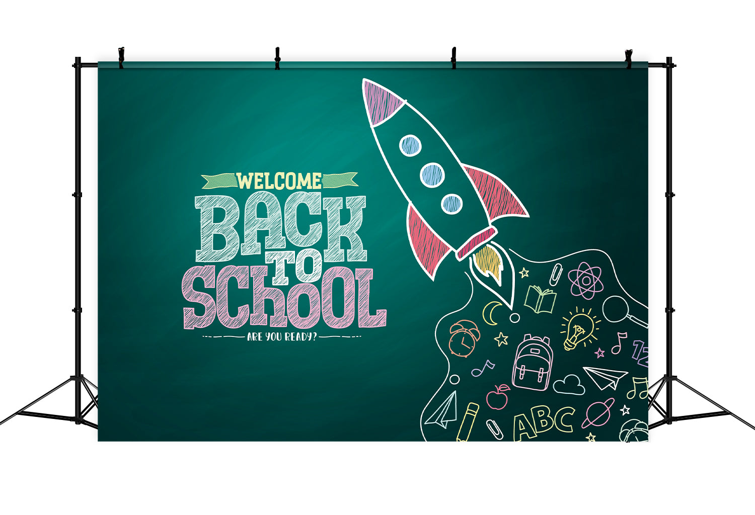 Back to School Rakete Kreidetafel Backdrop BRP7-12