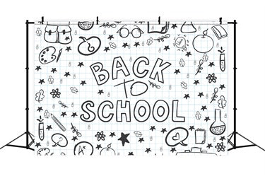 Back to School Schwarz Weiß Graffiti Backdrop BRP7-18