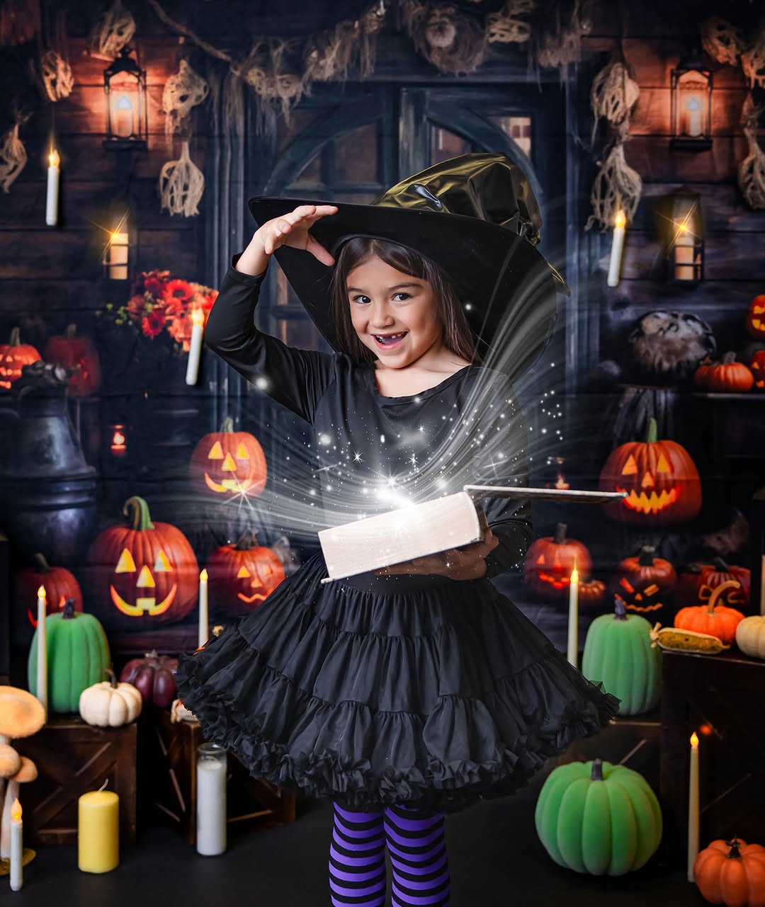 Holzhaus Halloween Kürbisse Fotokulisse RR7-99