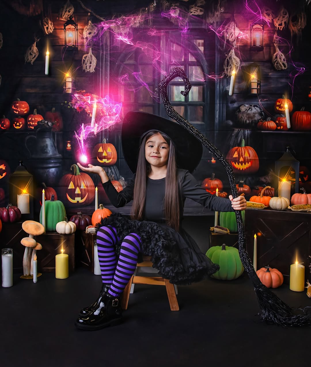 Holzhaus Halloween Kürbisse Fotokulisse RR7-99