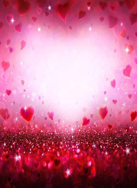 Red Pink Hearts Sparkle Backdrop for Valentine Photos VAT-41