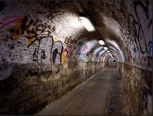 Graphic Dirty Pedestrian Wall Tunnel Building Backdrop For Photography