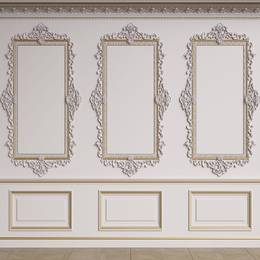 Vintage Interior White Craved Wandhintergrund D1009