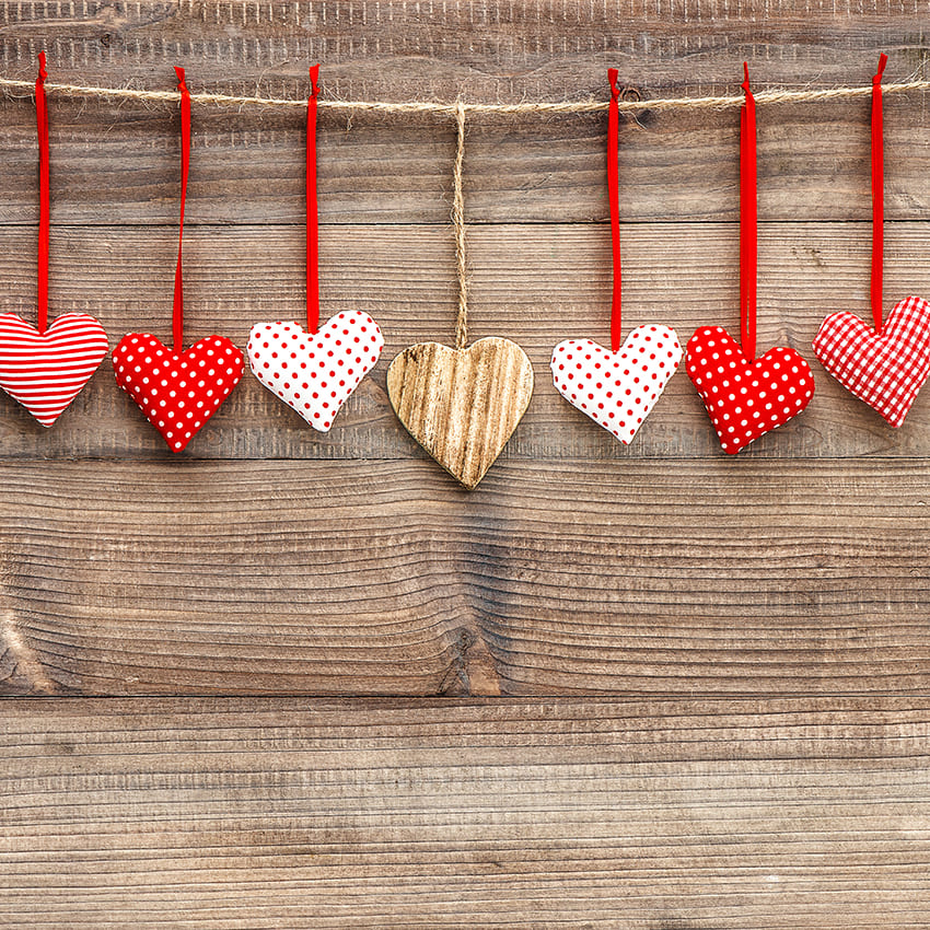 Liebes-Herz-hölzerner Wand-Valentinsgruß-Hintergrund D1029