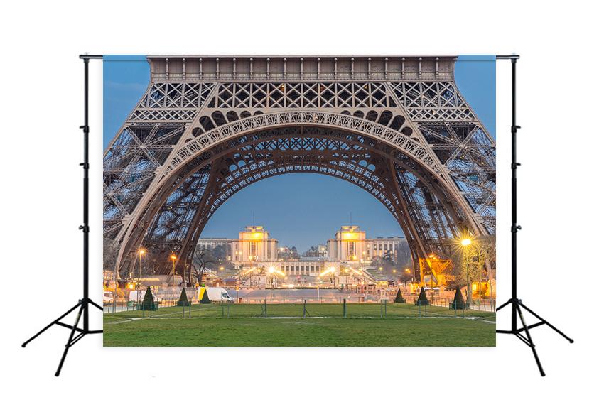 Eiffel Tower Backdrop Night Lights Paris City Landscape Backdrop for Pictures D125