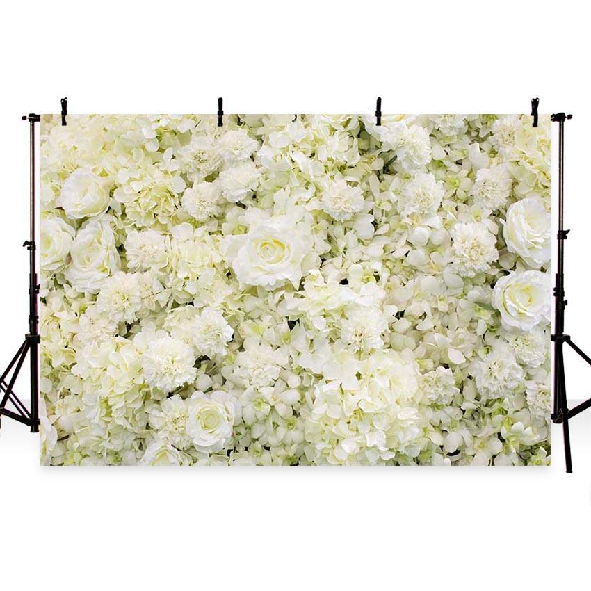 White Flower Wall Photography Backdrop for Events G-184