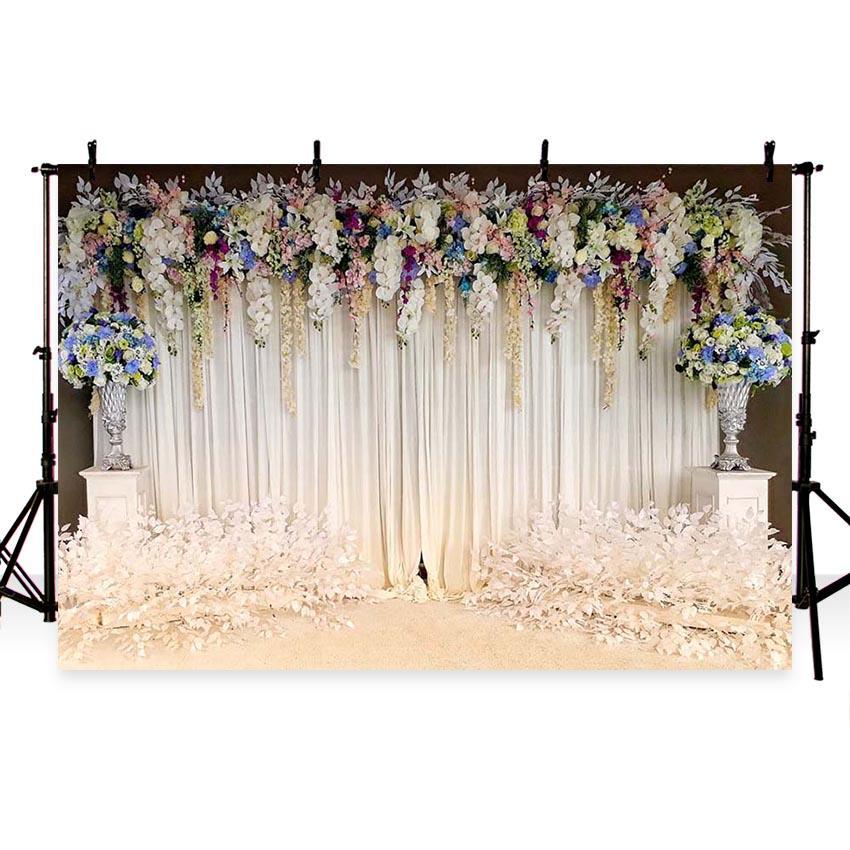 White Curtain Flower Backdrop for Photo Studio G-192