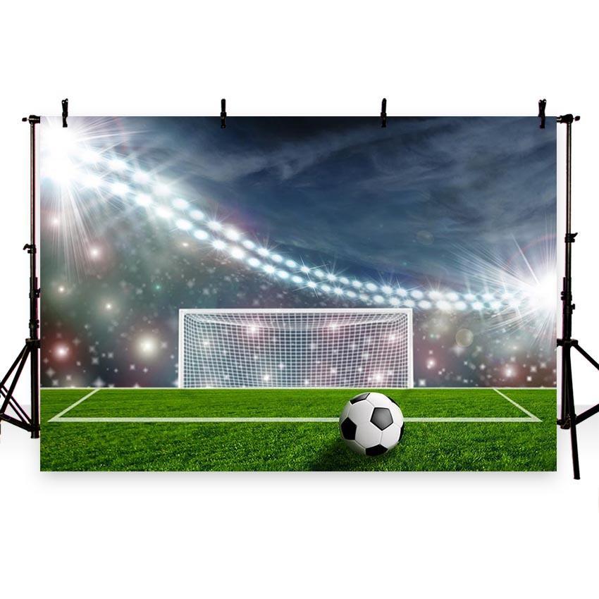 Football Field Night Spotlight Green Grass Backdrop for Party G-265