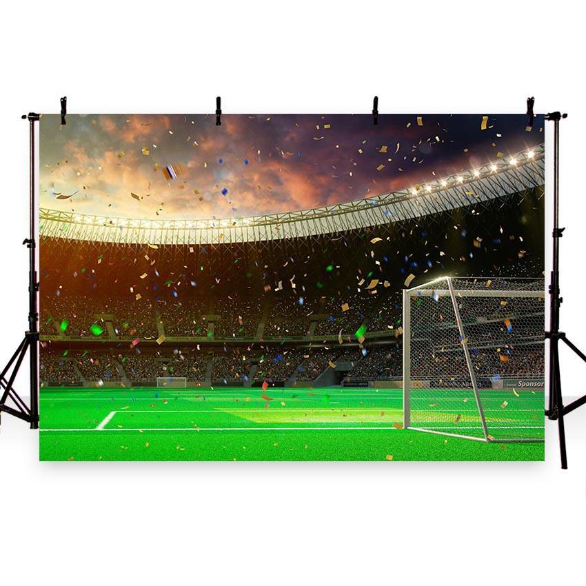 Footable Field Evening Stadium Championship Win Confetti Tinsel Backdrop for Party