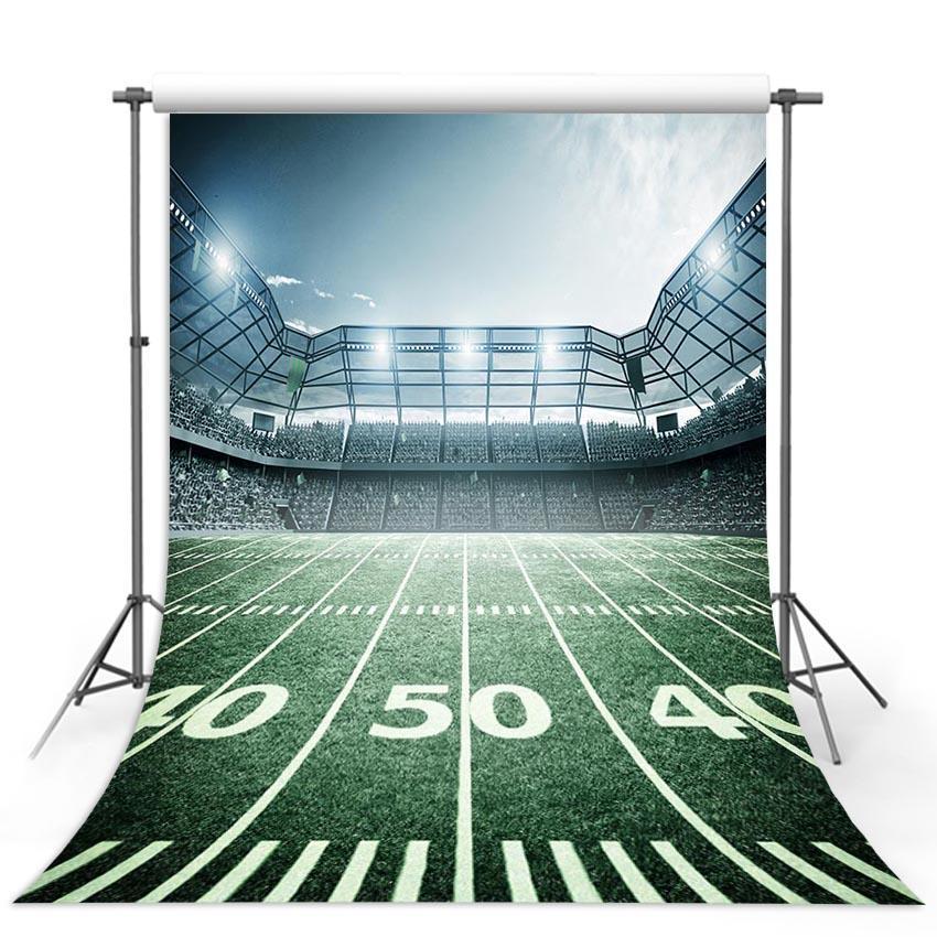 Football Field Green Lawn Stadium Lights Sport Photo Backdrops G-302