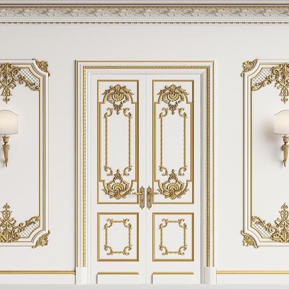 White Door Wall European Frame Modern House Backdrop for Studio G-532